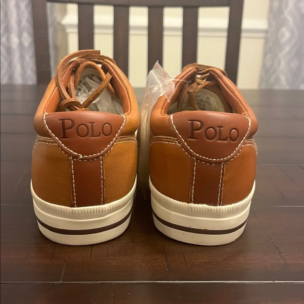 Polo Ralph Lauren Vaughn Soft Leather Boat Shoes Sneakers new tan Men’s Size 8